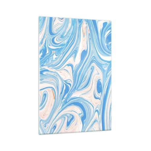 Glasbild - Bild auf glas - Abstrakte Wirbel im blauen und weißen Marmorstil - 70x100cm - Sumpf in Türkis - Moderne Wanddekoration für Wohnzimmer und Schlafzimmer ARTTOR