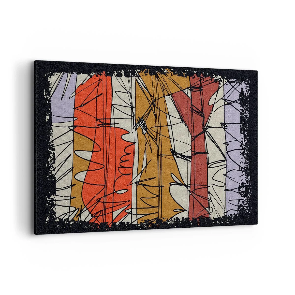 Bild auf Leinwand - Leinwandbild - Abstrakte Komposition in intensiven Farben - 120x80cm - Spontane Komposition - Moderne Wanddekoration für Wohnzimmer und Schlafzimmer ARTTOR