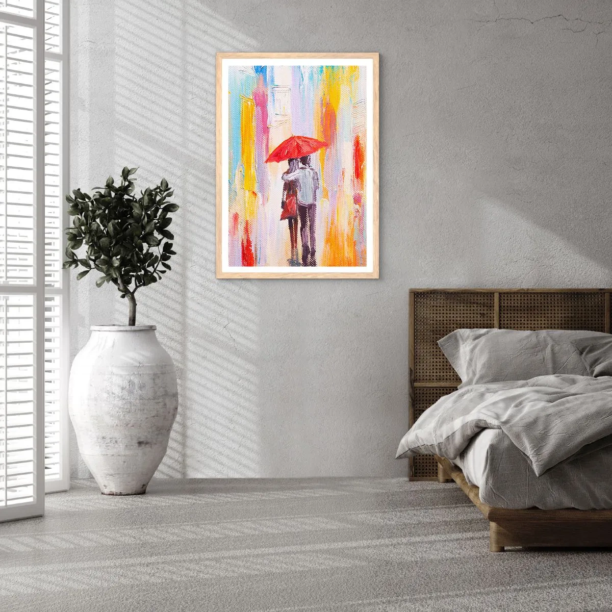 Poster in einem Rahmen aus heller Eiche - Lass es weiter regnen - 50x70 cm