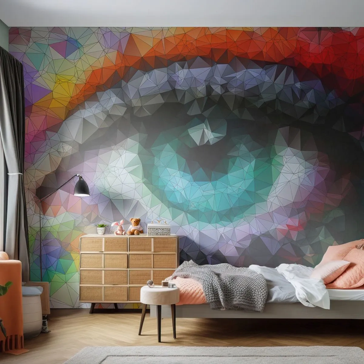 Fototapete Premium Sand - Kristallines Leuchten der Augen - Abstraktion, Auge, Grafik - 250x175 cm