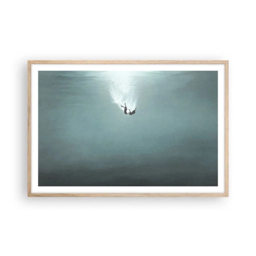 Poster in einem Rahmen aus heller Eiche - In den Armen des Ozeans - 91x61 cm
