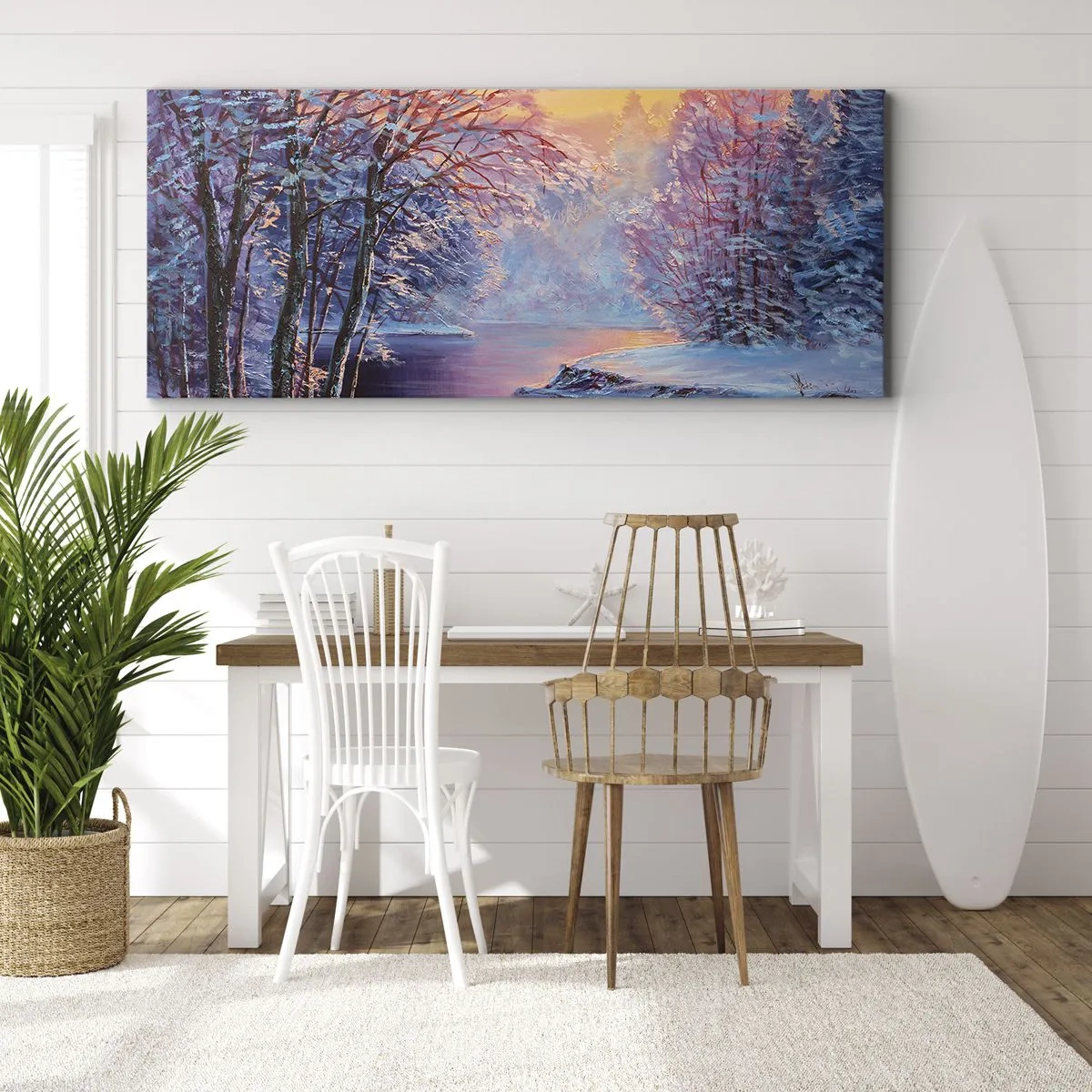 Bild auf Leinwand - Leinwandbild - Die Farben des Winters - 100x40 cm