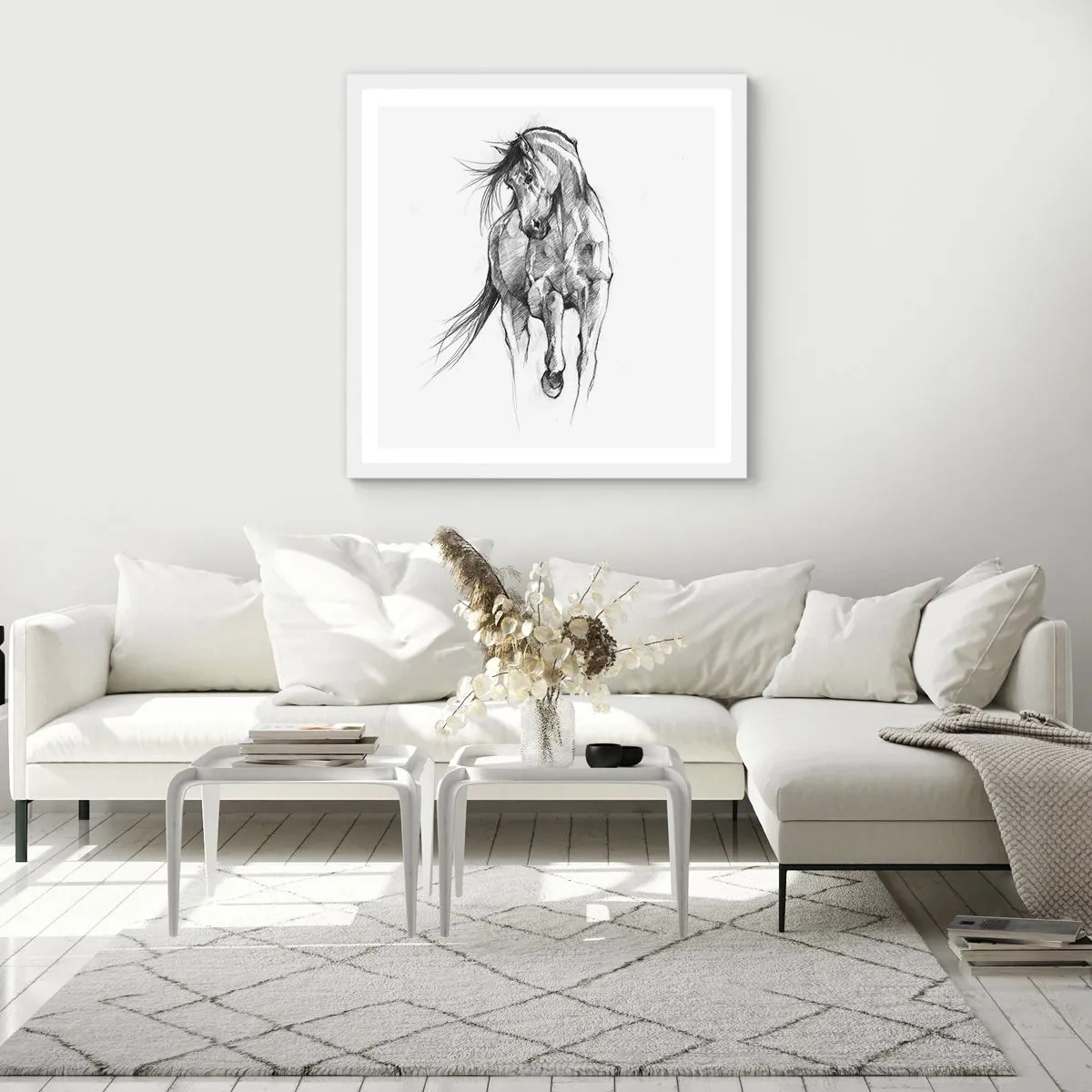 Poster in einem weißen Rahmen - Im anmutigen Trab - 30x30 cm