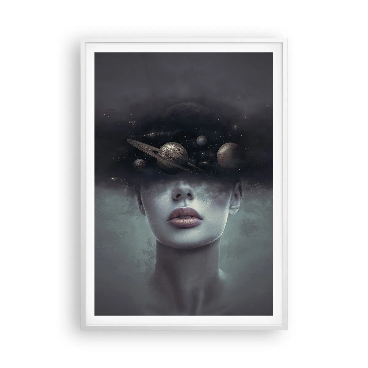 Poster in einem weißen Rahmen - Und die Planeten spielen verrückt ... - 70x100 cm