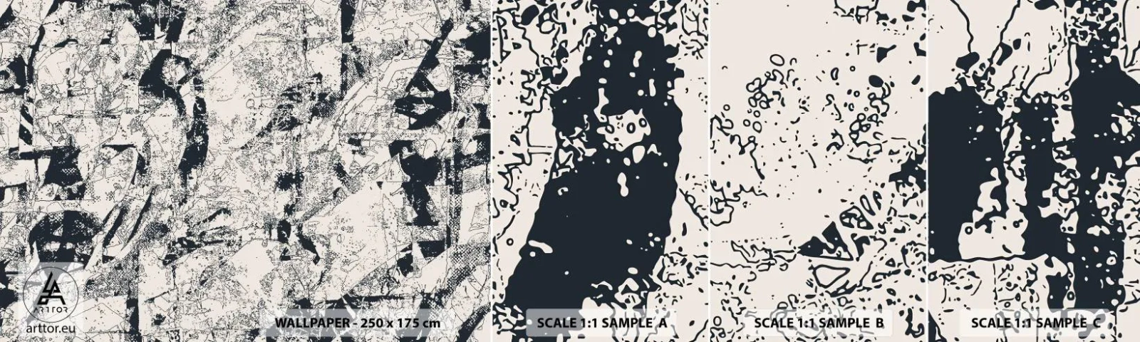 Fototapeten Muster Selbstklebend Deluxe Sticker - Durchdringung der Gegensätze - Abstraktion, Stück, Collage - 100x30 cm