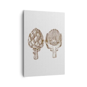 Bild auf Leinwand - Leinwandbild - Vintage Kunstzeichnung einer Artischocke - 70x100cm - Anatomie-Lektion - Moderne Wanddekoration für Wohnzimmer und Schlafzimmer ARTTOR