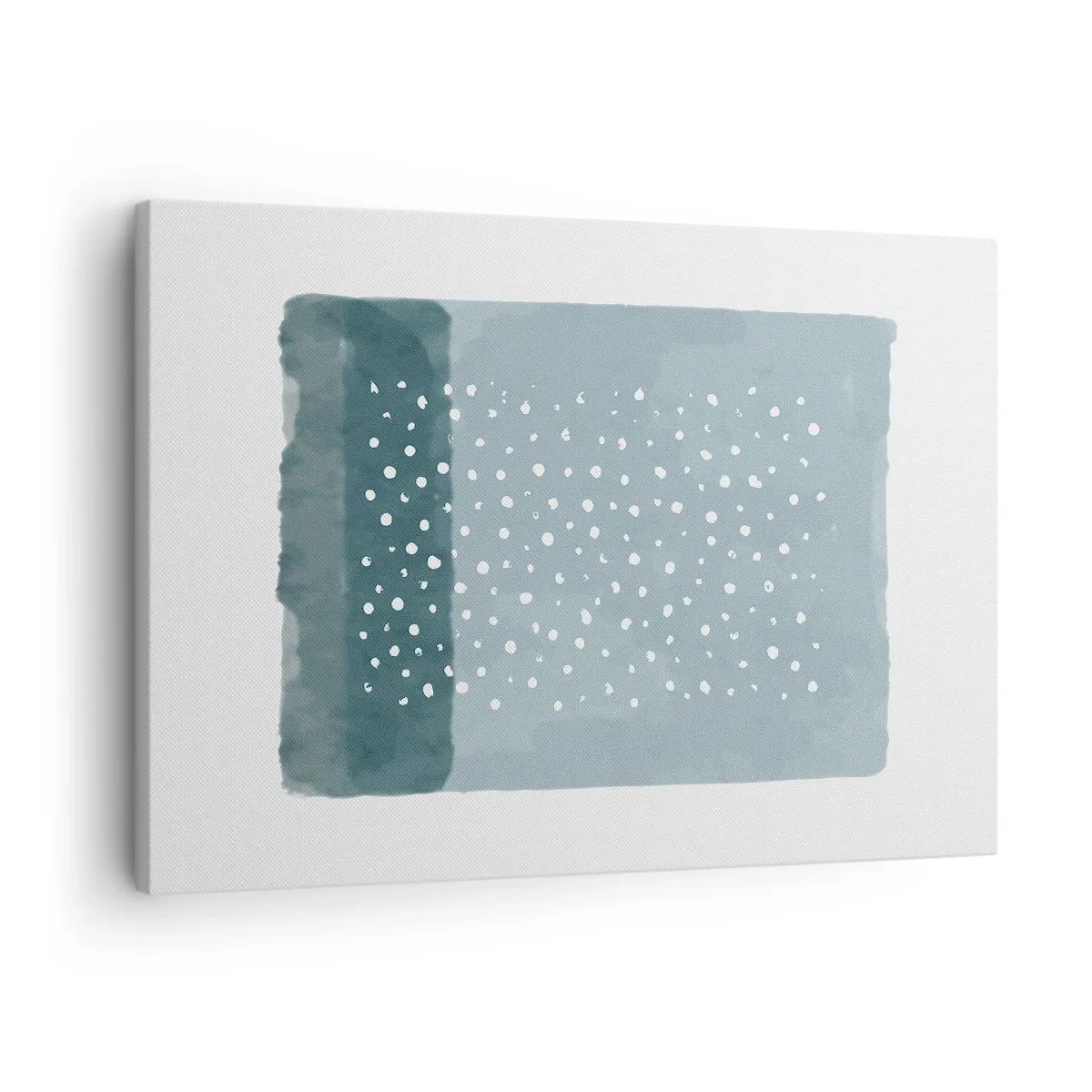 Bild auf Leinwand - Leinwandbild - Ein minimalistisches Gemälde in Blautönen mit Punkten - 70x50cm - Auf Blau gewachsen - Moderne Wanddekoration für Wohnzimmer und Schlafzimmer ARTTOR