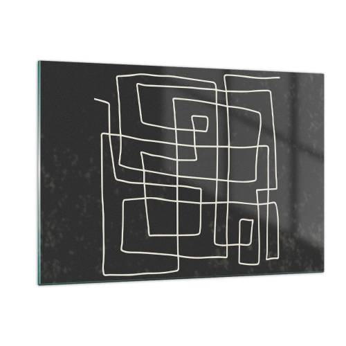 Glasbild - Bild auf glas - Geometrische Abstraktion mit weißen Linien auf schwarzem Hintergrund - 120x80cm - Nicht so einfach - Moderne Wanddekoration für Wohnzimmer und Schlafzimmer ARTTOR