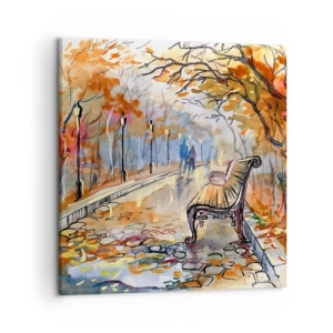 Bild auf Leinwand - Leinwandbild - Gemeinsam im Herbst wandern - 50x50 cm