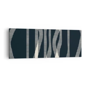 Bild auf Leinwand - Leinwandbild - Geometrische Linien in hellen Farbtönen auf dunklem Hintergrund - 140x50cm - Ein Versuch, die Dunkelheit zu durchbrechen - Moderne Wanddekoration für Wohnzimmer und Schlafzimmer ARTTOR