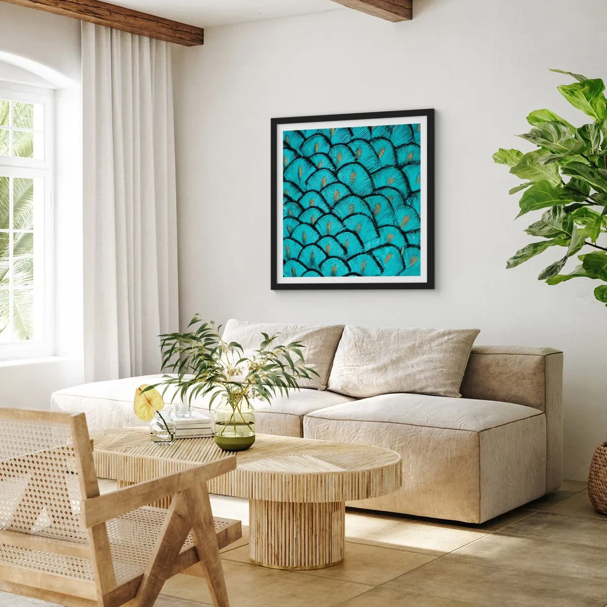 Poster in einem schwarzem Rahmen - Große Federgala - 30x30 cm