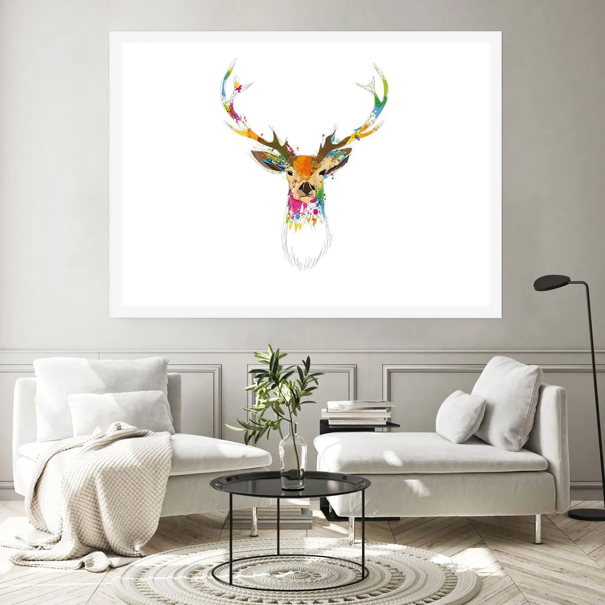 Poster - Ein mildes Reh in Farbe getaucht - 70x50 cm