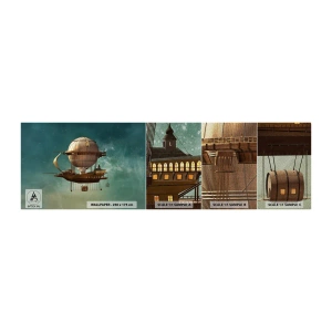 Fototapeten Muster Premium Sand - Jules Verne sagt Hallo - Retro, Reise, Ballon - 100x30 cm
