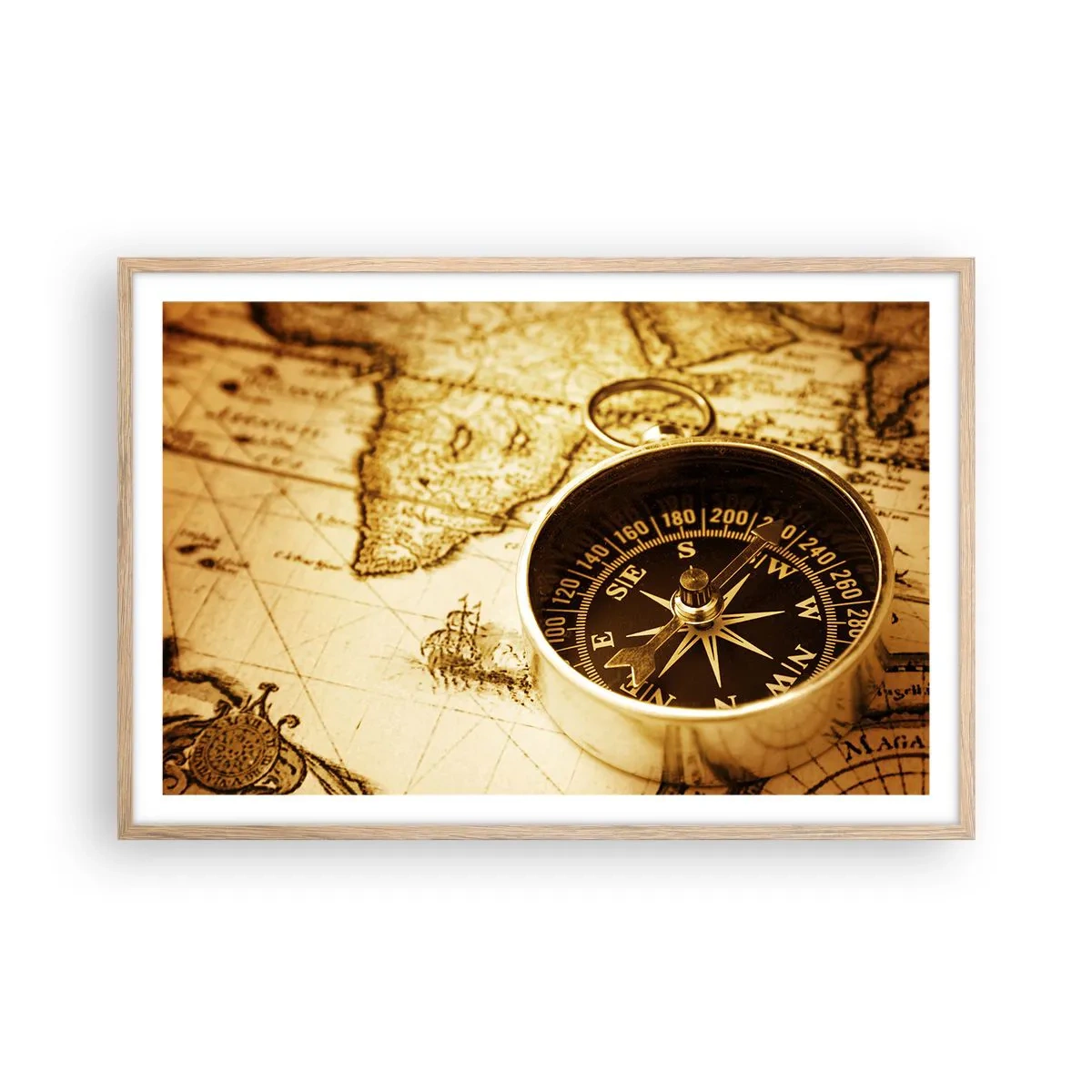 Poster in einem Rahmen aus heller Eiche - Ost oder West? - 91x61 cm