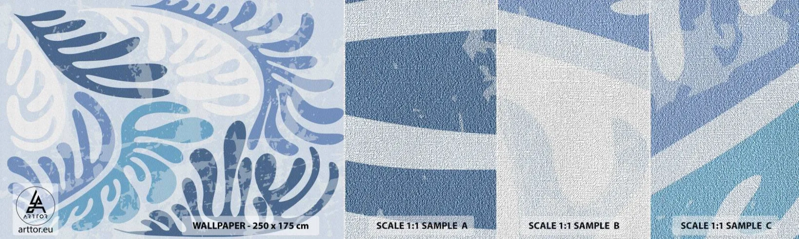 Fototapeten Muster Premium Canvas - Blaue Farne - Minimalismus, Pastell, Boho - 100x30 cm