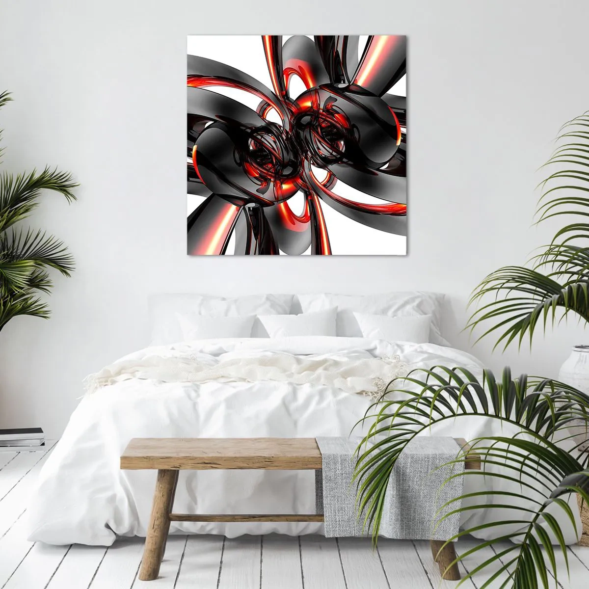 Bild auf Leinwand - Leinwandbild - Uhrwerk in Graphit und Rot - 50x50 cm