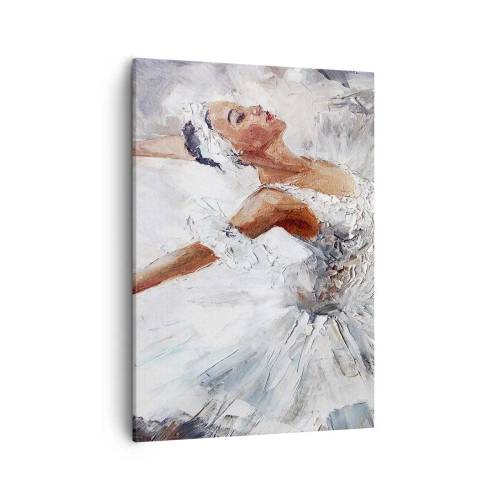 Bild auf Leinwand - Leinwandbild - Eine Ballerina in einem weißen Kleid tanzt - 50x70cm - Zart und leicht wie Tüll - Moderne Wanddekoration für Wohnzimmer und Schlafzimmer ARTTOR
