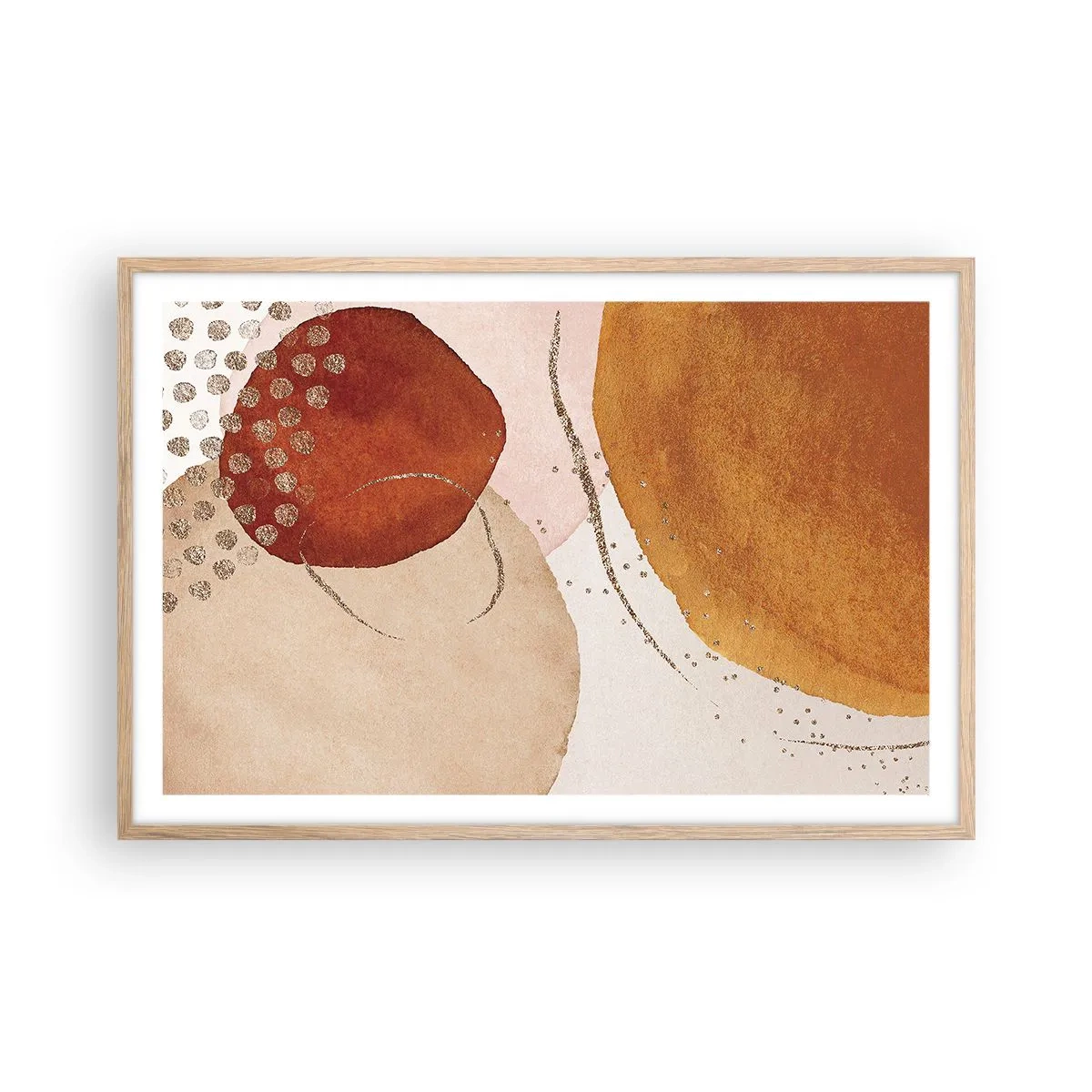 Poster in einem Rahmen aus heller Eiche - Rundheit und Bewegung - 91x61 cm