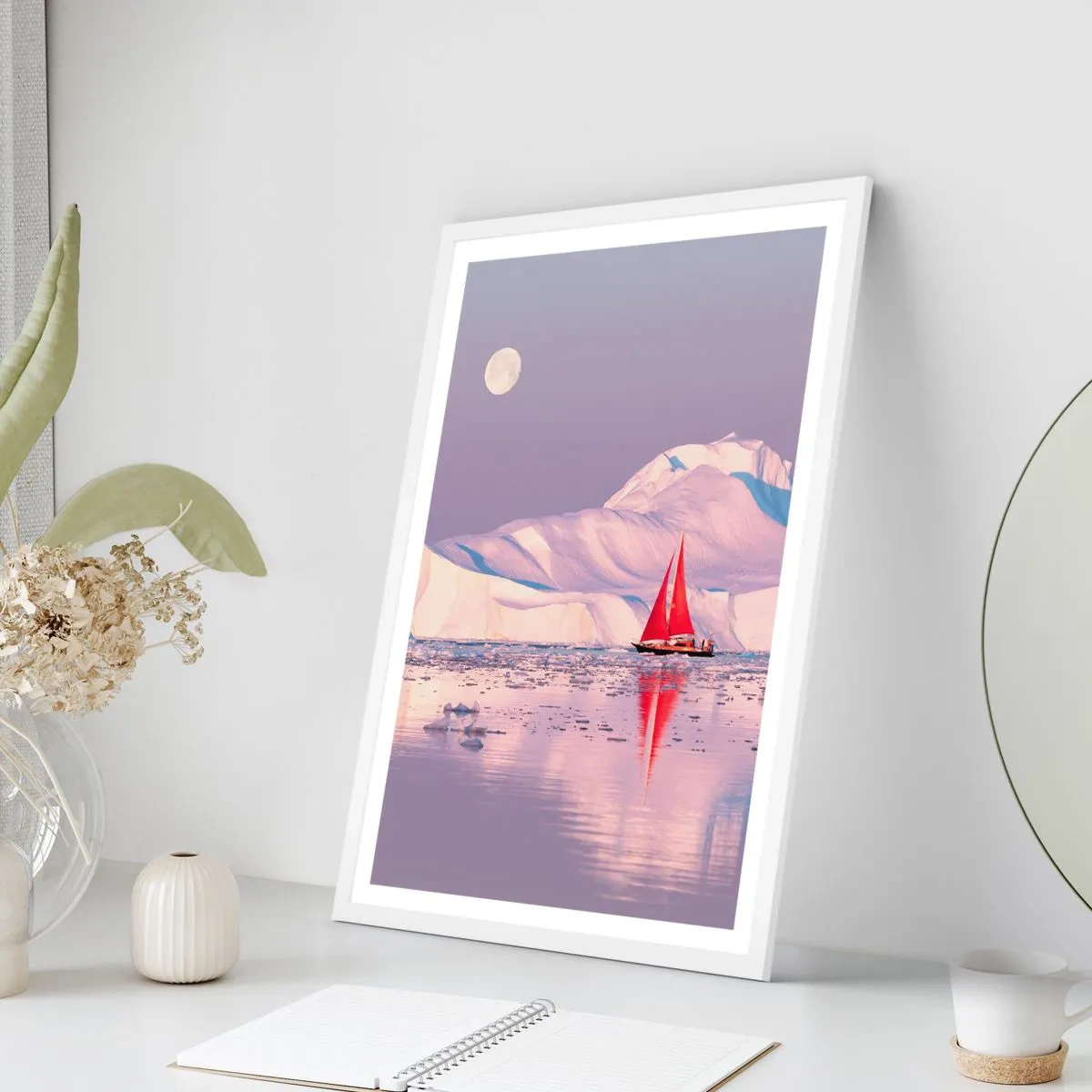 Poster in einem weißen Rahmen - Die Hitze des Segels, die Kälte des Eises - 40x50 cm