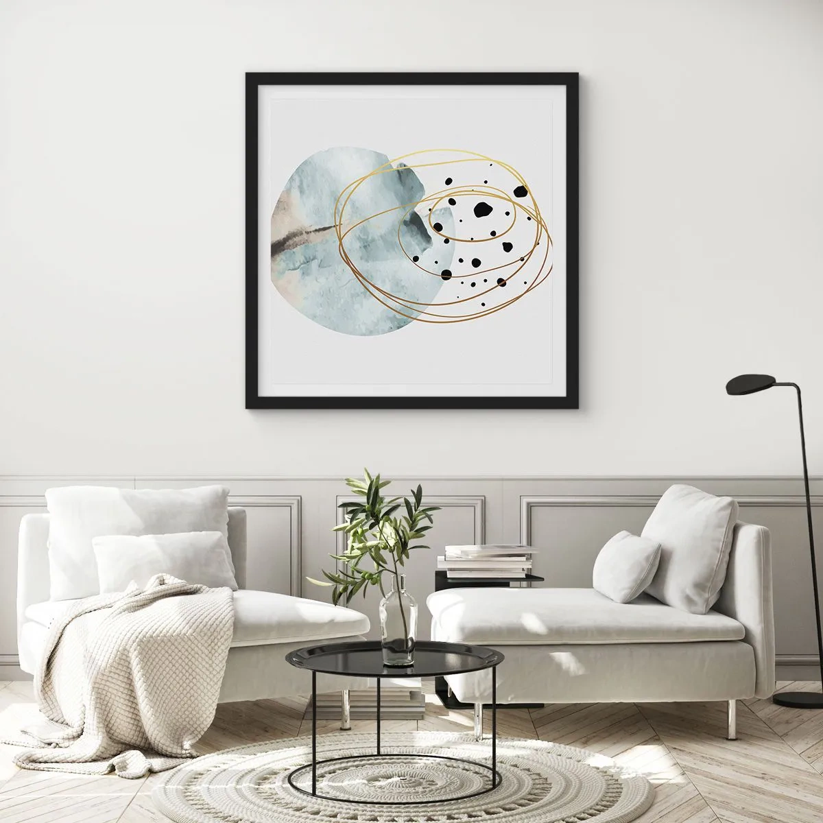 Poster in einem schwarzem Rahmen - Vom Weltraum umarmt - 50x50 cm