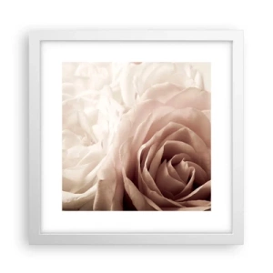 Poster in einem weißen Rahmen - Im Herzen der Rose - 30x30 cm