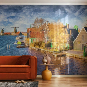 Selbstklebende Fototapete Deluxe Sticker - Seit Jahrhunderten keine Veränderung - Landschaft, Lüfter, Niederlande - 400x280 cm