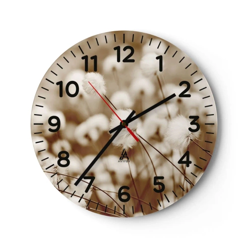 Wanduhr - Glasuhr - Flauschiges Kornfeld - 30x30 cm