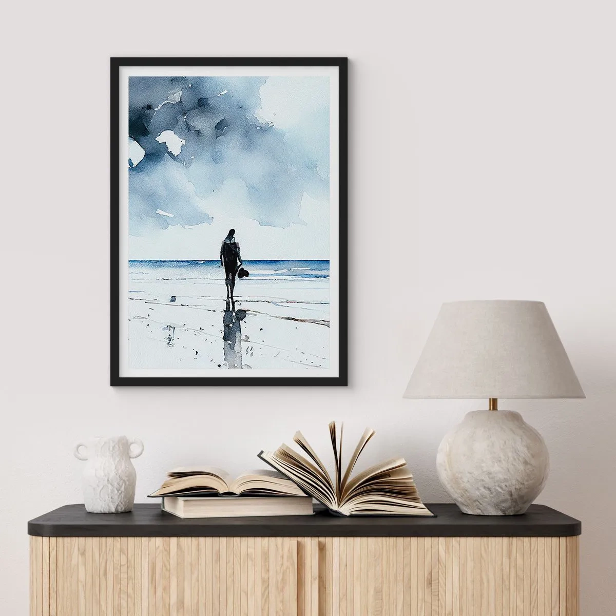 Poster in einem schwarzem Rahmen - Gespräch mit dem Meer - 61x91 cm