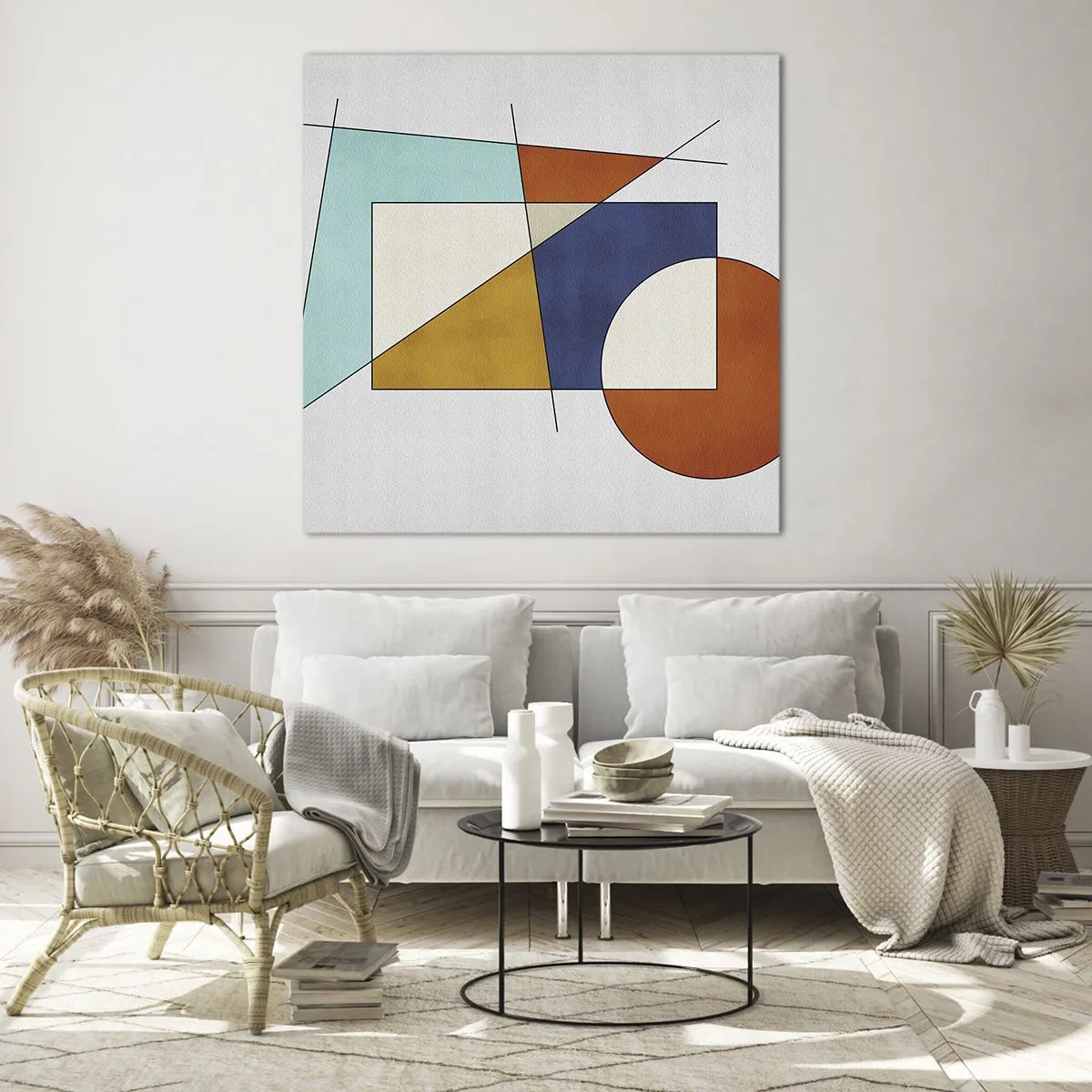 Glasbild - Bild auf glas - Abstraktion: modernistisches Spiel - 70x70 cm