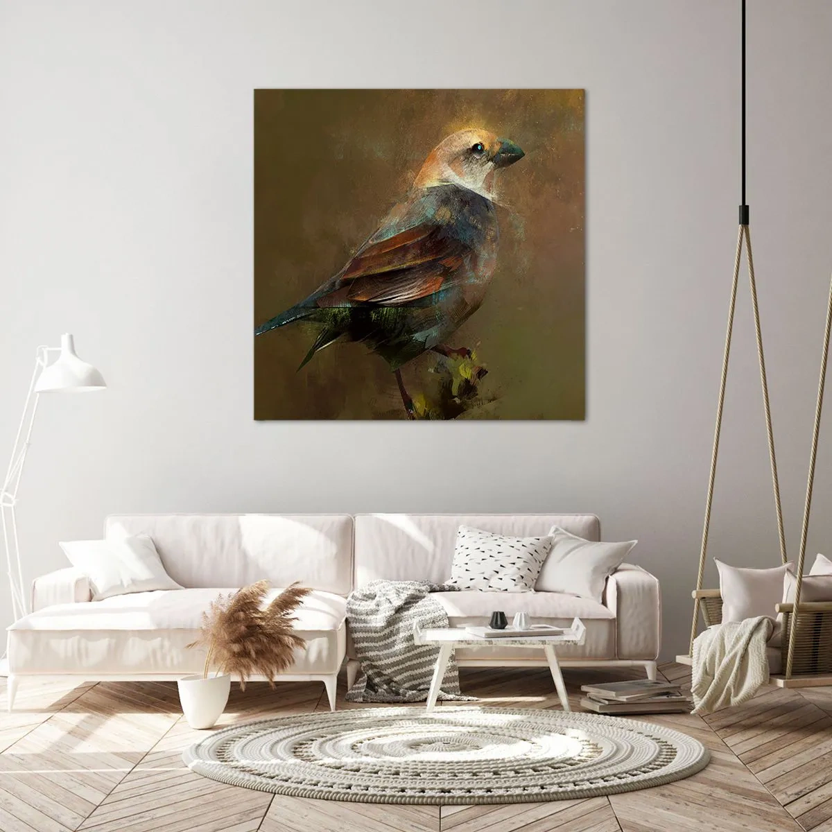 Bild auf Leinwand - Leinwandbild - Ein Spatz, ein kleines Vögelchen - 60x60 cm