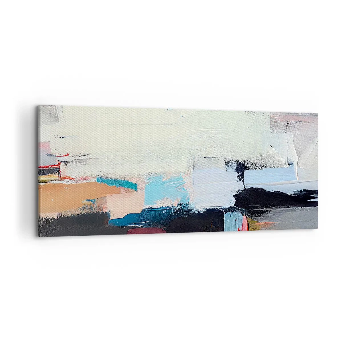 Bild auf Leinwand - Leinwandbild - Farbenfrohe Abstraktion mit dynamischen Pinselstrichen - 120x50cm - Gibt es eine Methode? - Moderne Wanddekoration für Wohnzimmer und Schlafzimmer ARTTOR