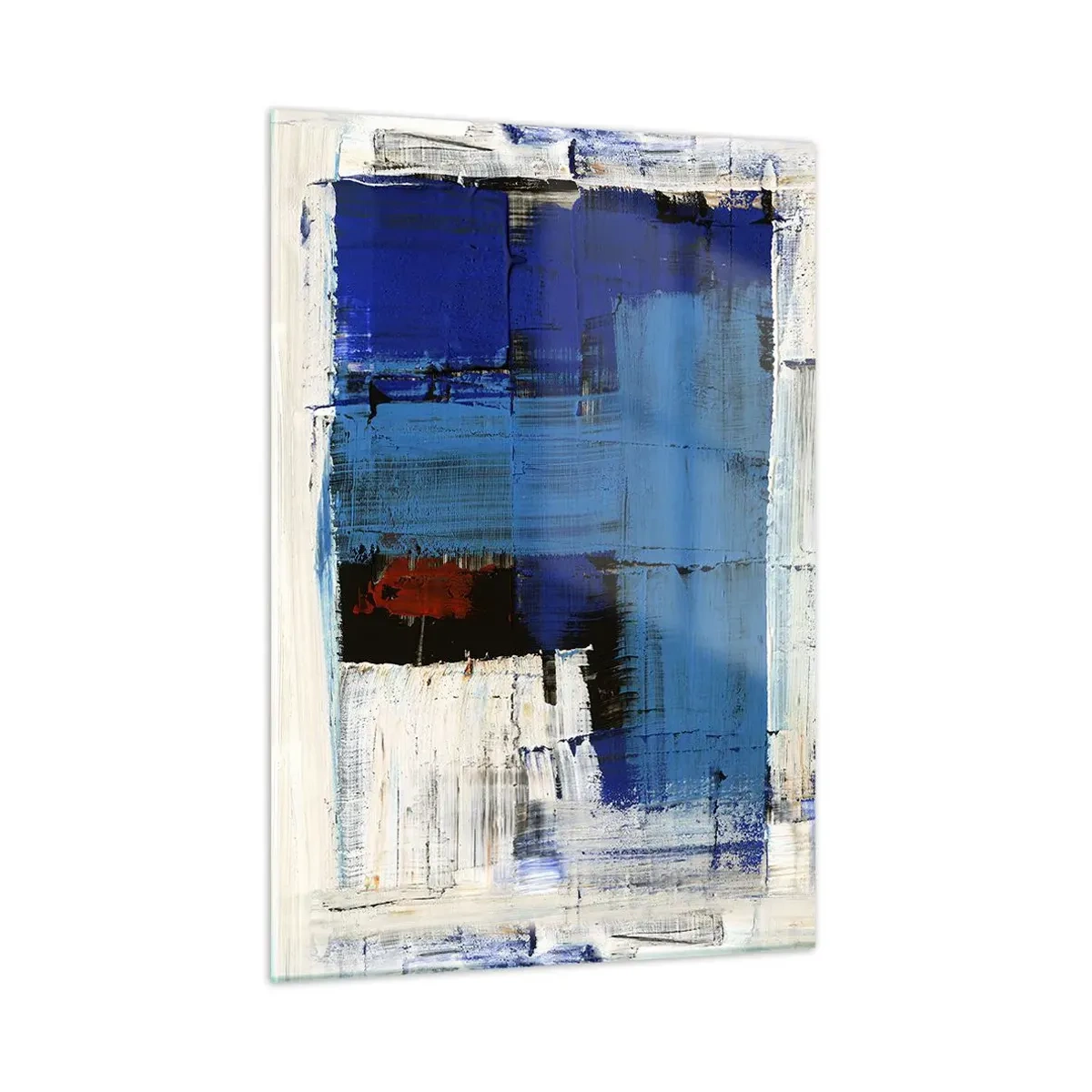 Glasbild - Bild auf glas - Eine abstrakte Komposition mit einer dominanten blauen Farbe. - 50x70cm - Geheimnis ist blau - Moderne Wanddekoration für Wohnzimmer und Schlafzimmer ARTTOR