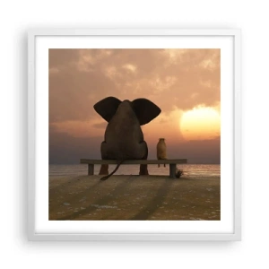 Poster in einem weißen Rahmen - Es tut gut zusammen zu schweigen - 50x50 cm