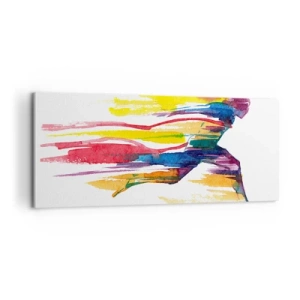 Bild auf Leinwand - Leinwandbild - Über den Regenbogen laufen - 100x40 cm