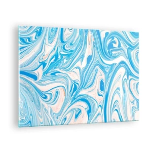 Glasbild - Bild auf glas - Abstraktes Muster in Türkis- und Beigetönen - 70x50cm - Sumpf in Türkis - Moderne Wanddekoration für Wohnzimmer und Schlafzimmer ARTTOR