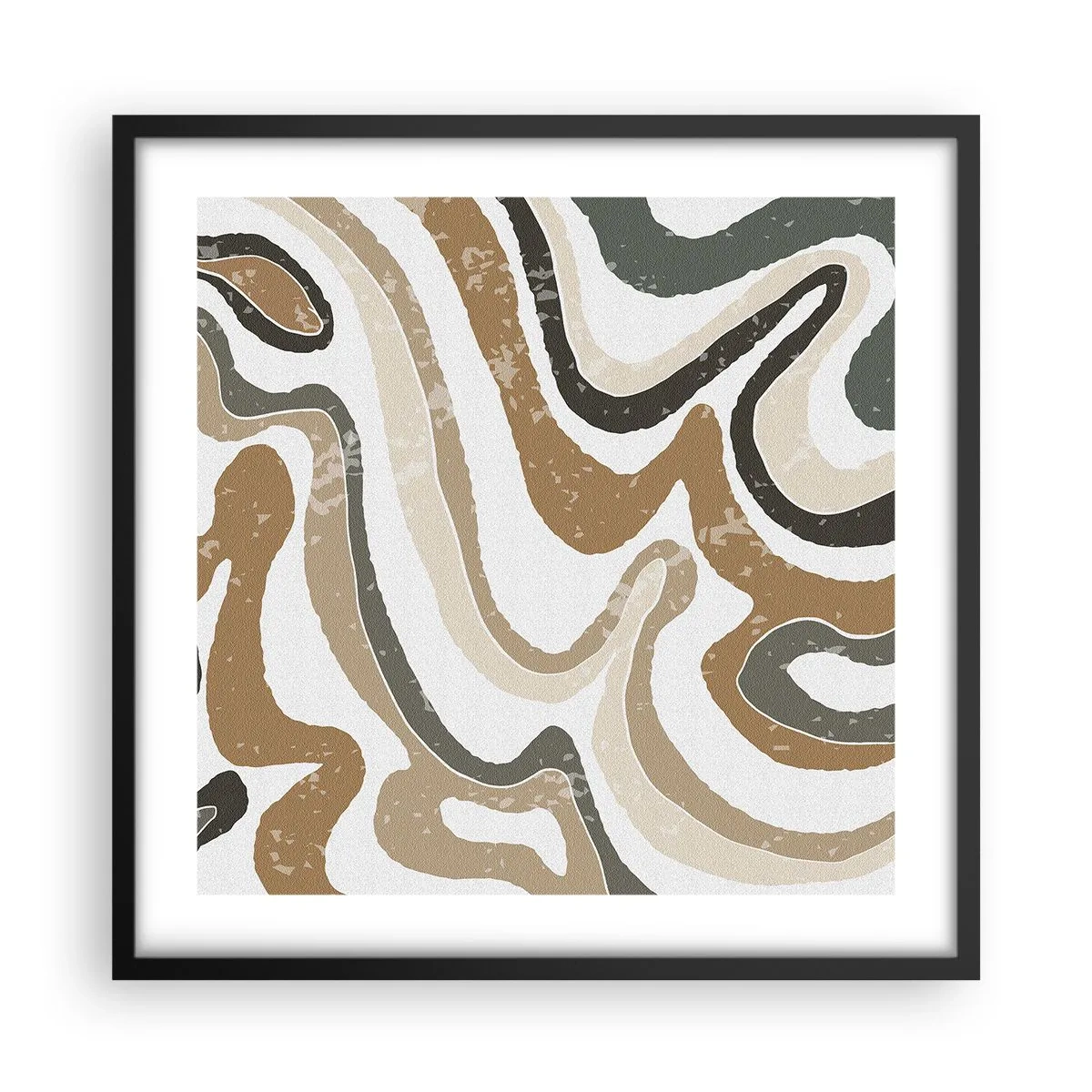 Poster in einem schwarzem Rahmen - Mäander in Erdfarben - 50x50 cm