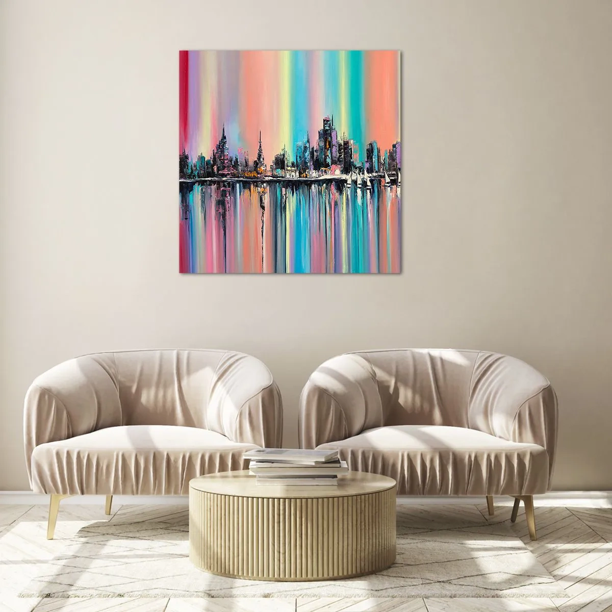 Glasbild - Bild auf glas - Um das Licht der Nacht herunterzufallen - 60x60 cm