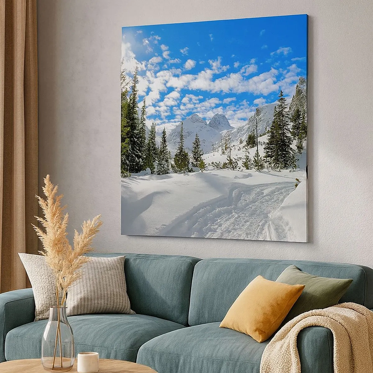 Bild auf Leinwand - Leinwandbild - Im Schnee und in der Sonne - 30x30 cm