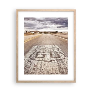 Poster in einem Rahmen aus heller Eiche - Mother Road - eine amerikanische Legende - 40x50 cm