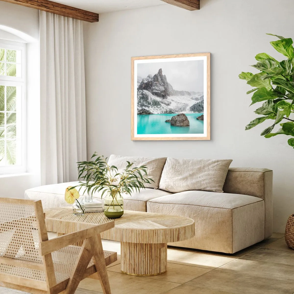 Poster in einem Rahmen aus heller Eiche - Auf der Hut - 60x60 cm