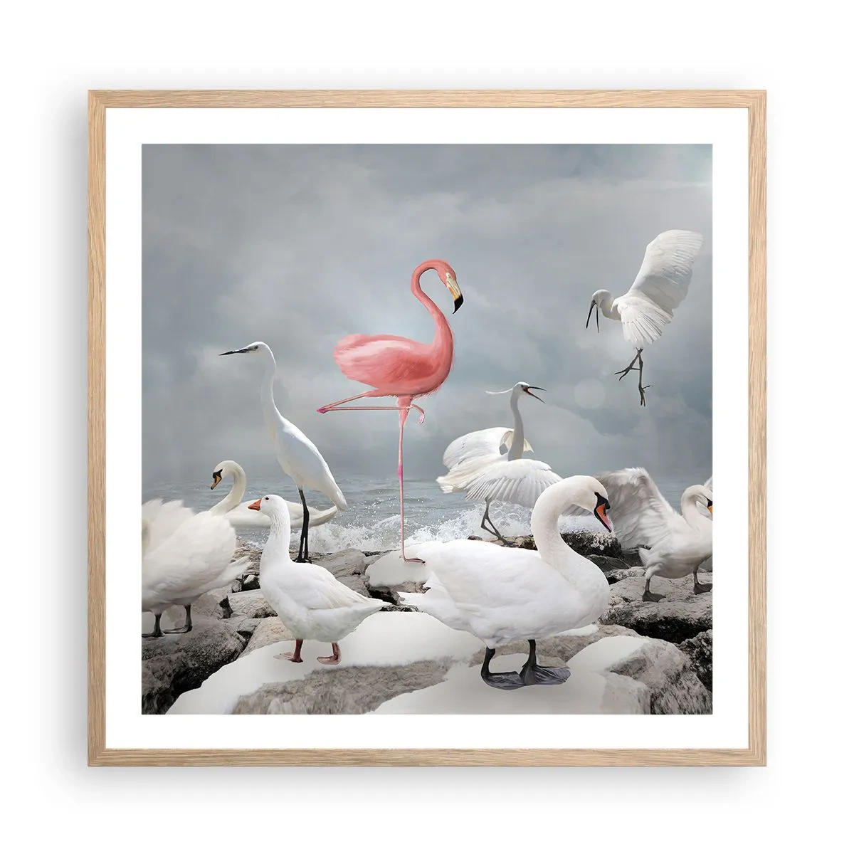 Poster in einem Rahmen aus heller Eiche - Wie kam ich hier hin? - 60x60 cm