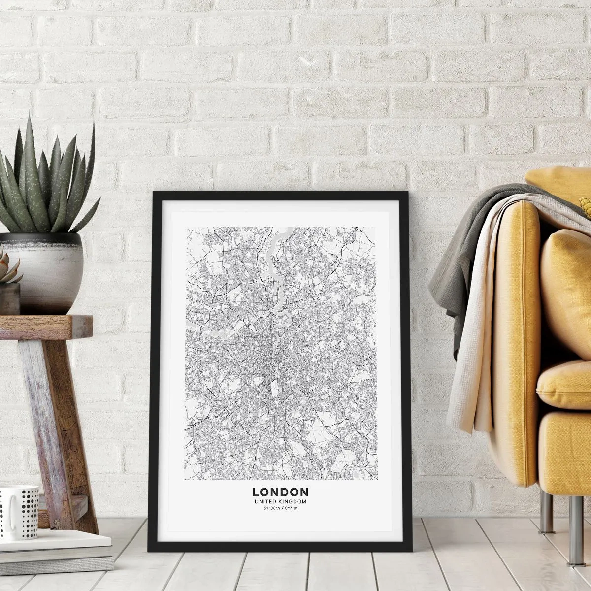 Poster in einem schwarzem Rahmen - Karte des Labyrinths von London - 61x91 cm