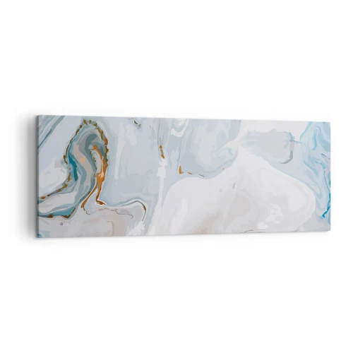 Bild auf Leinwand - Leinwandbild - Abstrakte Wellen in Blau- und Weißtönen - 140x50cm - Das Weiß wird erhoben - Moderne Wanddekoration für Wohnzimmer und Schlafzimmer ARTTOR