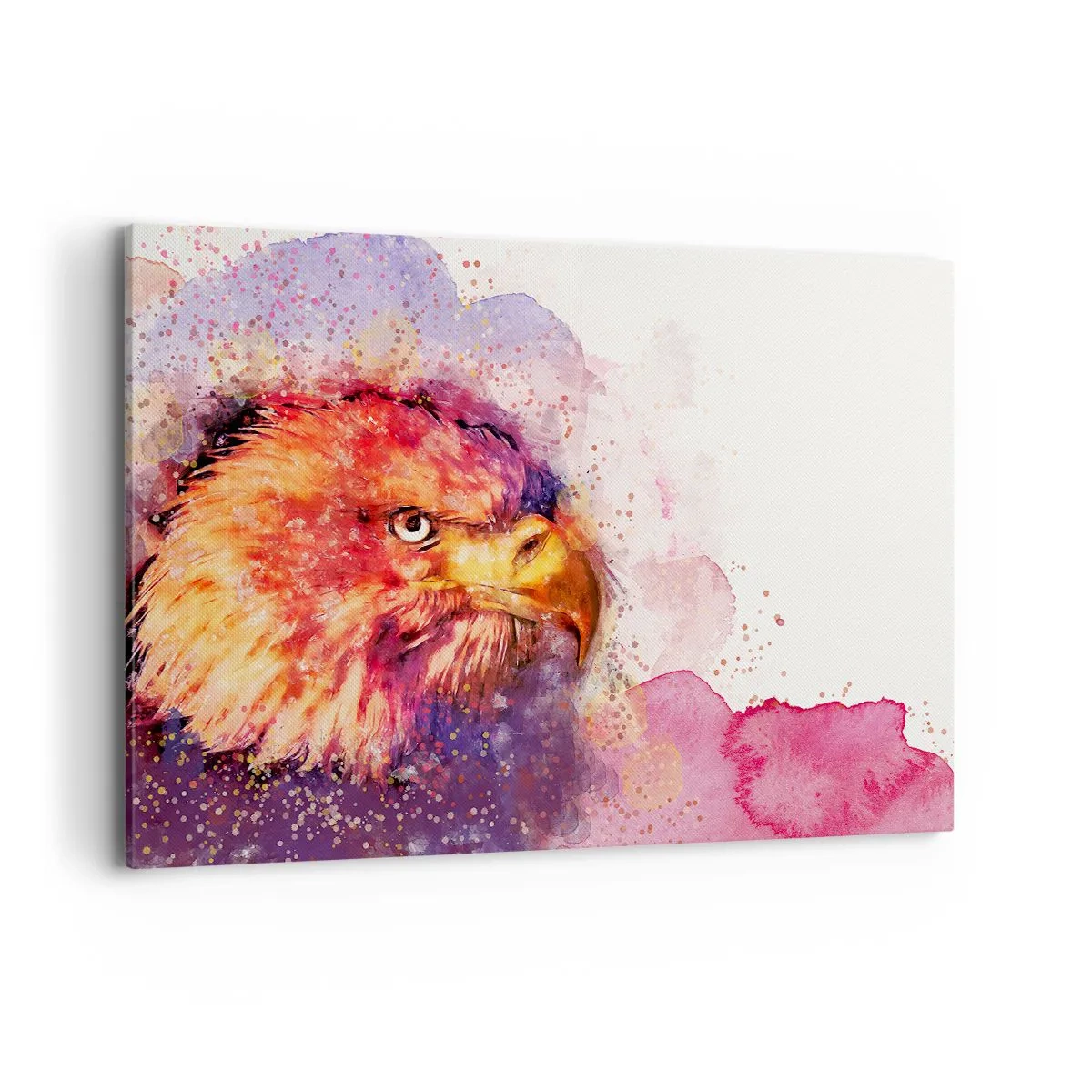 Bild auf Leinwand - Leinwandbild - Porträt eines Adlers in künstlerischen Aquarellfarben - 120x80cm - Du willst nicht wissen, woran ich denke - Moderne Wanddekoration für Wohnzimmer und Schlafzimmer ARTTOR