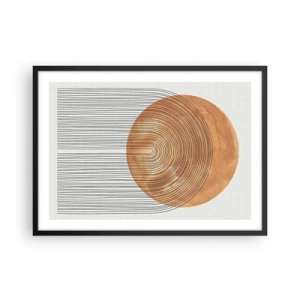 Poster in einem schwarzem Rahmen - Geometrische Komposition mit Kreisen und Linien in warmen Farben. - 70x50cm - SonnenKomposition - Moderne Wanddekoration für Wohnzimmer und Schlafzimmer ARTTOR