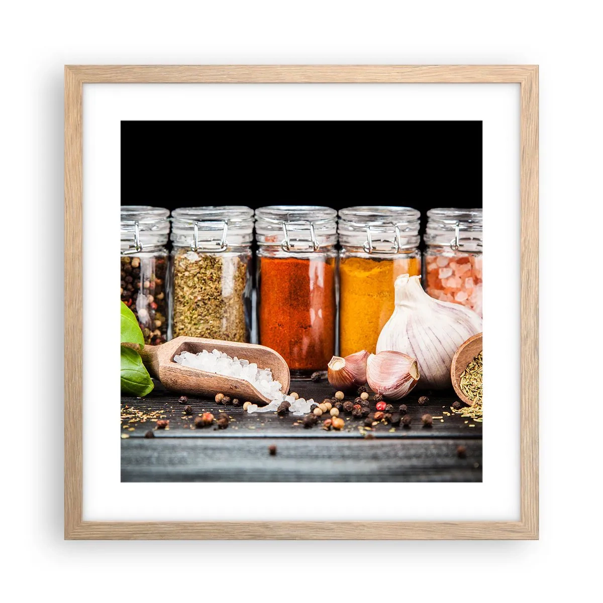 Poster in einem Rahmen aus heller Eiche - Für einen Geschmack des Lebens - 40x40 cm