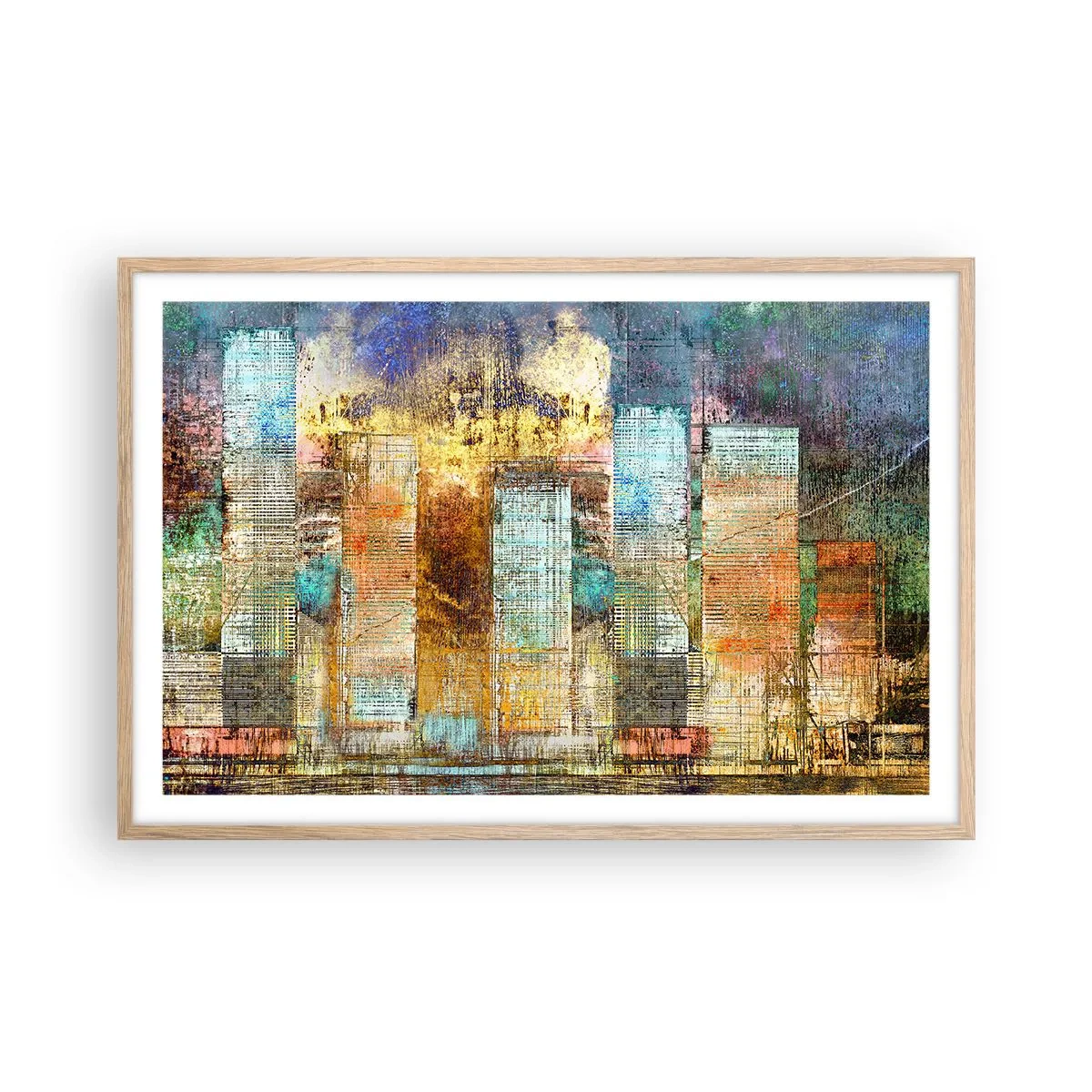 Poster in einem Rahmen aus heller Eiche - Sonnige Metropole - 91x61 cm