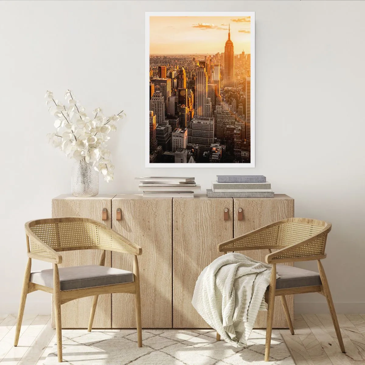 Poster - Skyline von Manhattan bei Sonnenuntergang vom Empire State Building aus - 50x70cm - In der Sonne wachsen - Moderne Wanddekoration für Wohnzimmer und Schlafzimmer ARTTOR