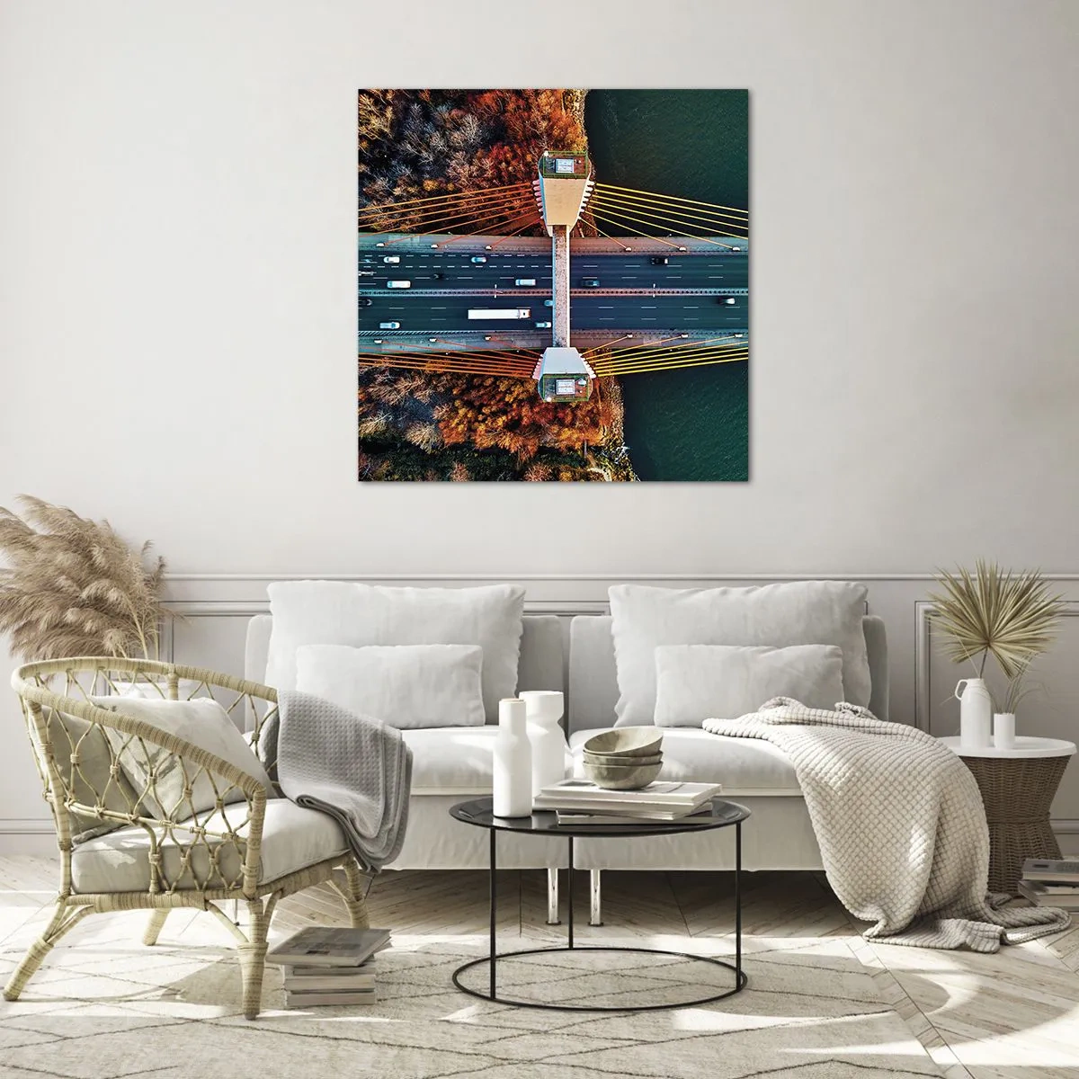 Glasbild - Bild auf glas - Jenseits der Gewässer, jenseits der Wälder - 70x70 cm