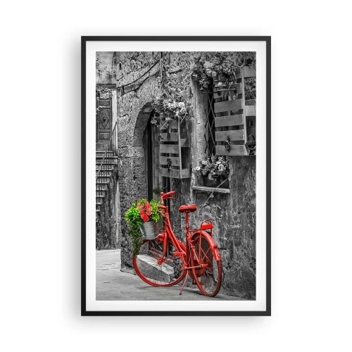 Poster in einem schwarzem Rahmen - Toskanische Gasse - 61x91 cm